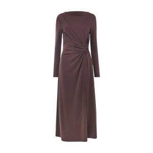 Whistles Chocolate Ruched Detail Midi Dress